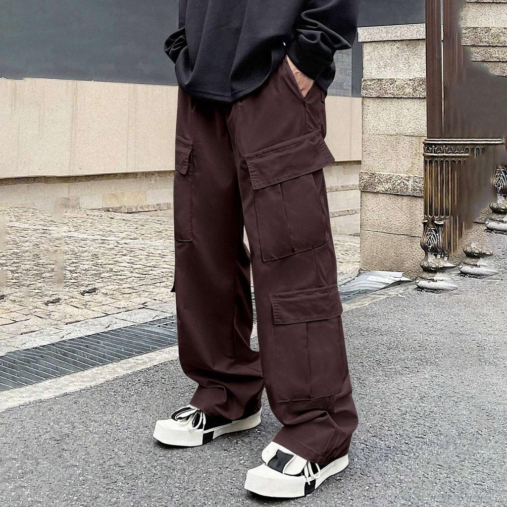Pantalon de travail uni à poches multiples pour homme Pantalon de travail mode décontractée pour homme