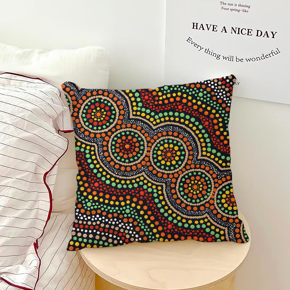 Retro Fashion AAboriginal Art Indigenous Comfortable Soft Pillow Case For Sofa Living Room Home Office Decor Protective Covers
