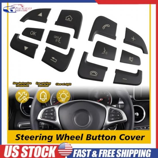 For Benz C GLC Class 2015-2018 Black Steering Wheel Button Fix Cover Decoration