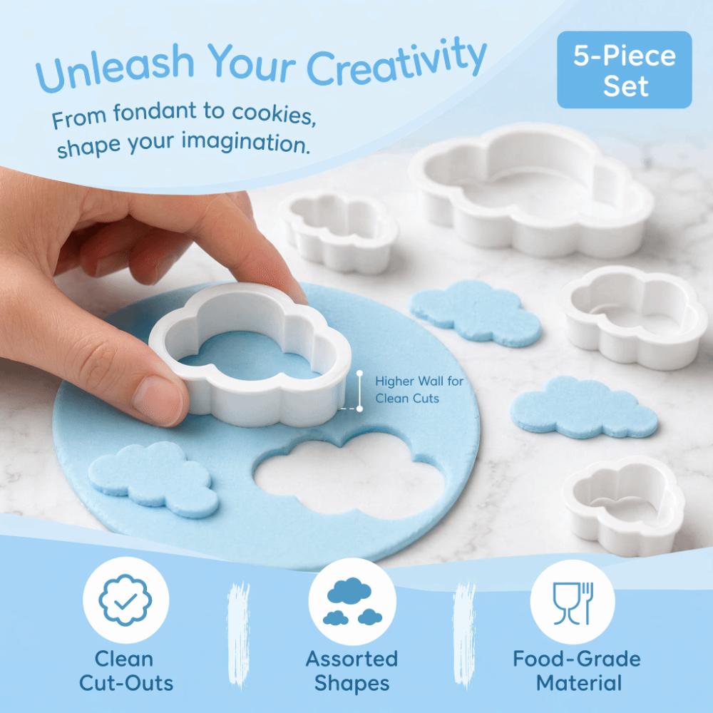 10pcs Raised Cutter Walls Cookie Cutter Set PP Fondant Cutter Cloud Cookie Cutter  Cookie Baking