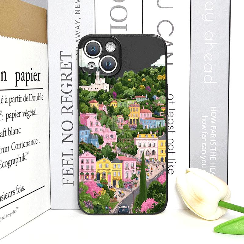Cartoon Field Mountain Landscape Printed Phone Case for iPhone 17 16 12 11 14 13 15 Pro Max Mini X XS MAX XR 7 8 Plus Soft Cover