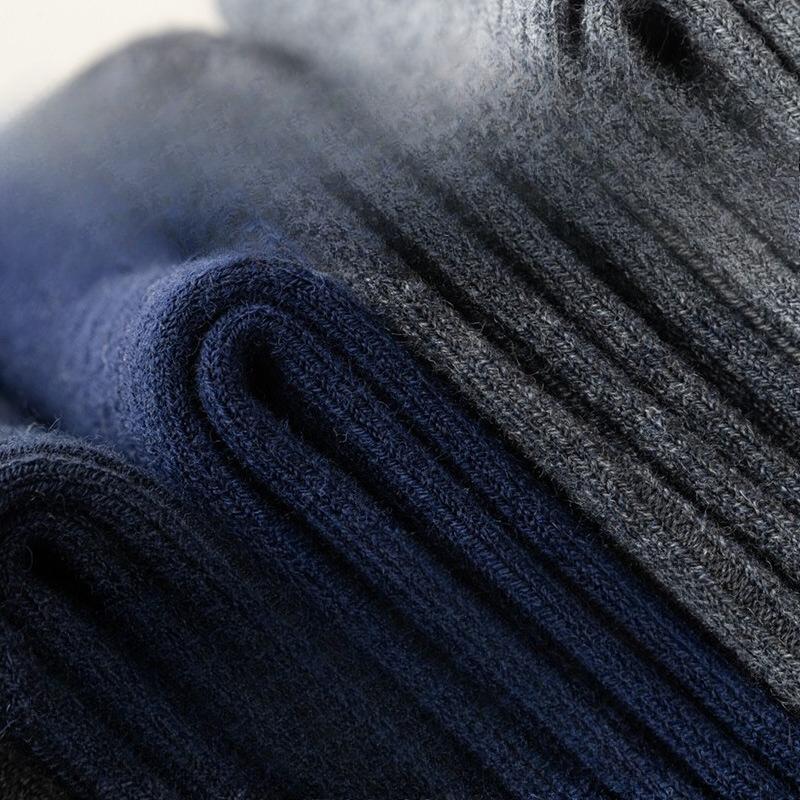 Winter Woolen Socks, Thickened and Warm Mid-calf Socks, Lined Lined Lined Long Calf Men's Socks, Solid Color Business Socks