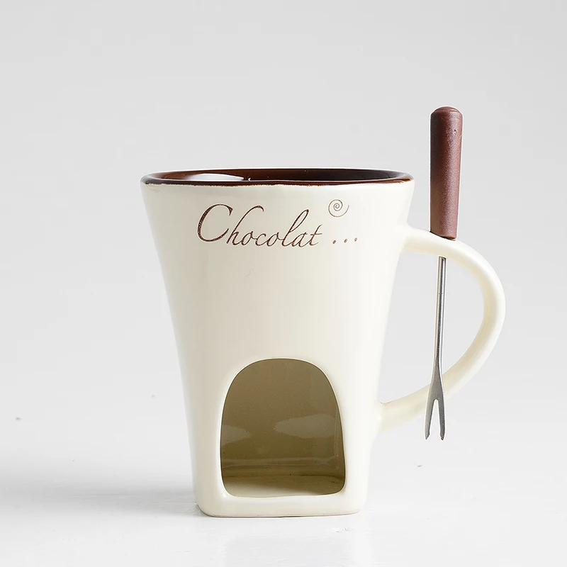 Fondue Pots Fondue Mug Set Personal Mini Chocolate Cheese Ice Cream Fondue Maker Kit Individual Butter Melter Cup Small Warmer белый