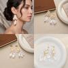 White Flower Faux Pearl Dangle Earrings for Women - Elegant Bridal Accessories