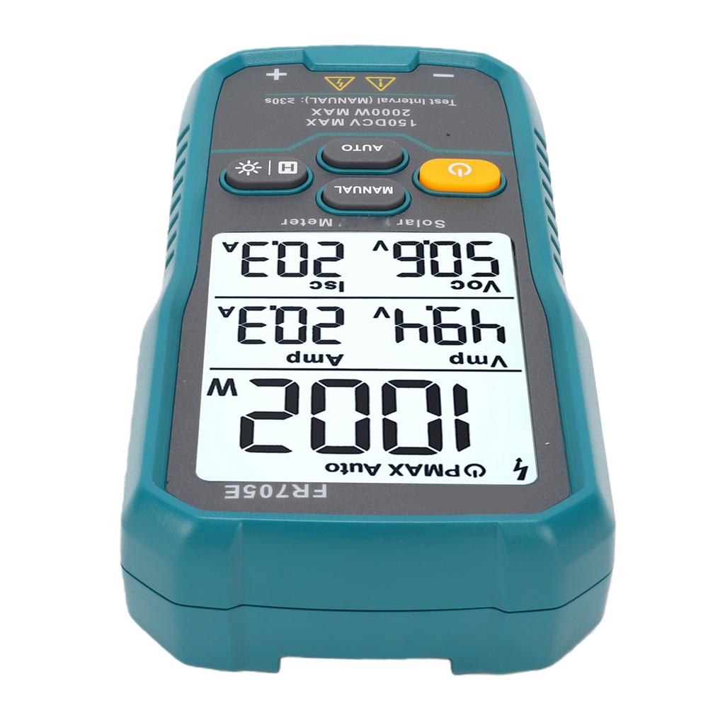 Solar Power Tester 2000W LCD Display High Precise Solar MPPT PV Power Meter with Backlit and Data Hold Function