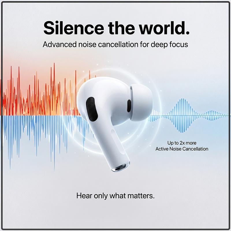 Apple AirPods Pro 3 Audio Amplificado de Alta Fidelidad Auriculares Bluetooth Conexión Rápida Carga Rápida Batería de 30H Auriculares Inalámbricos
