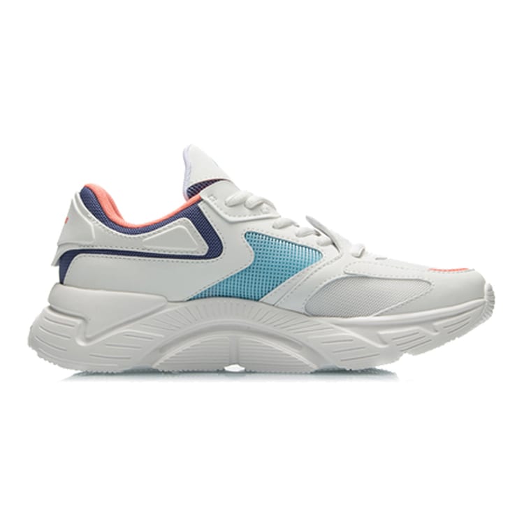 Li Ning Comfortable And Trendy Cushioning Slip Resistant Abrasion Resistant Low Top Running Shoes Women's Mist White ARHQ108-4