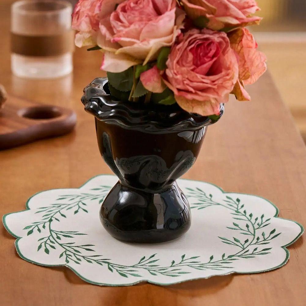 Thickened Embroidered Placemats Wear-resistant Canvas Table Pad Insulation Table Mat  Home Use