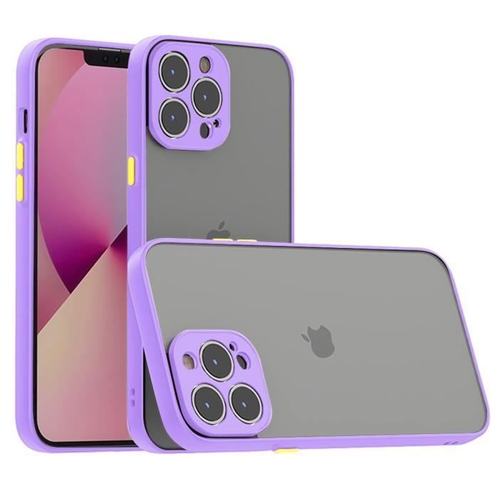 Coque de protection - E.F.CONNECTION - pour iPhone 13 Pro Max - Violet - Semi-rigide - Verre Trempé