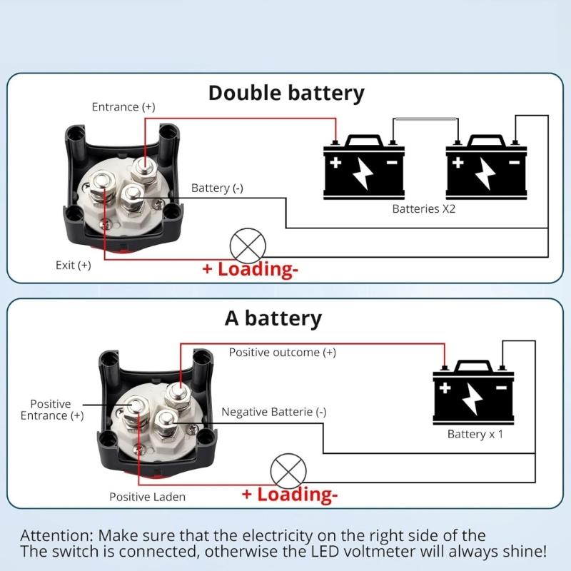 250A High Current Universal Battery Isolator Cut Off Switches with Digital Voltage Display Suitable for Boat Truck Use