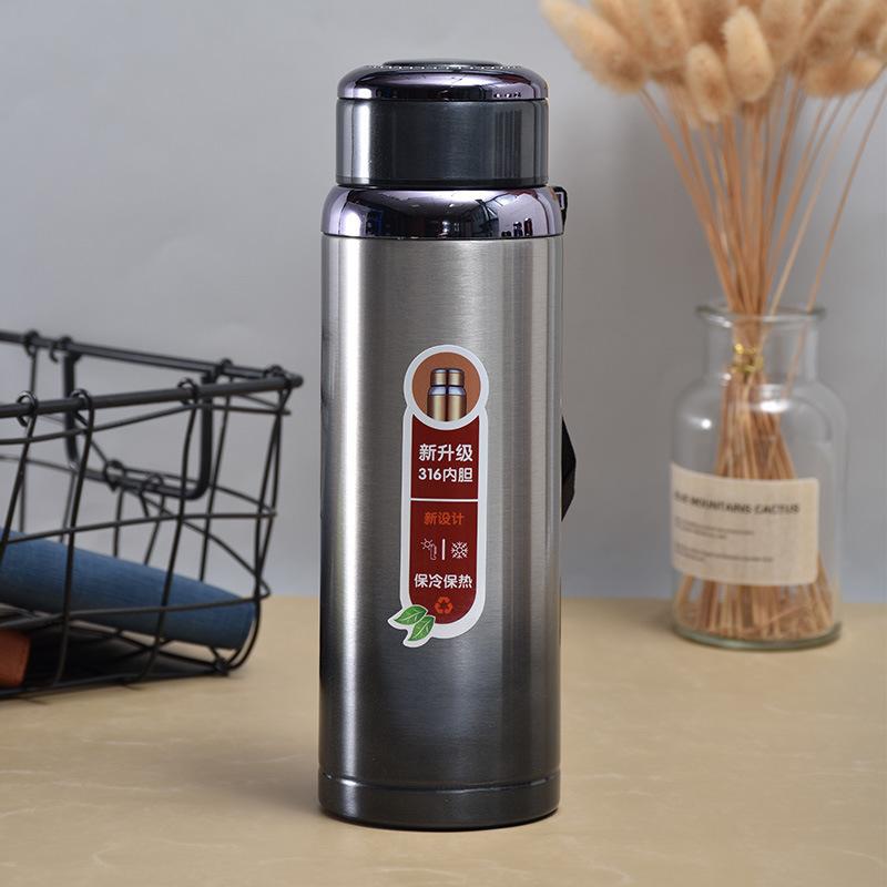 800/1000ml 316 Edelstahl Isolierte Wasserflasche Große Kapazität Sternenmuster Thermobecher Teefilter Outdoor Sportkessel