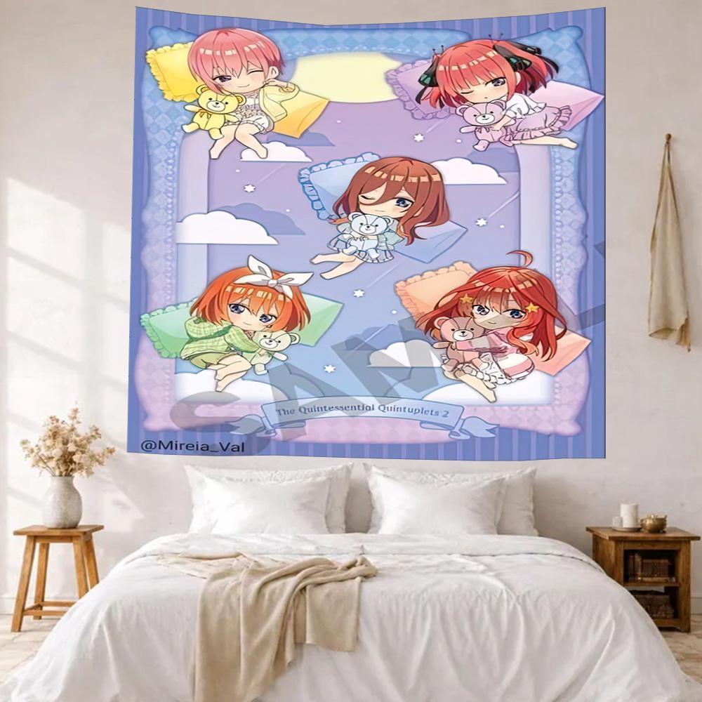 Quintessential Quintuplets Wall Decor Tapestry Art For Pet Memorial Birthdaywedding Party Backdrop Family Gift