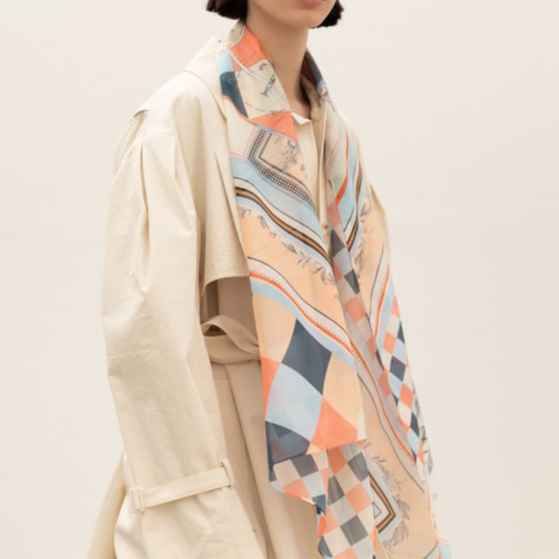 Saint Luxure Long Scarf Silk Chiffon Puzzle SL21SLNPZ