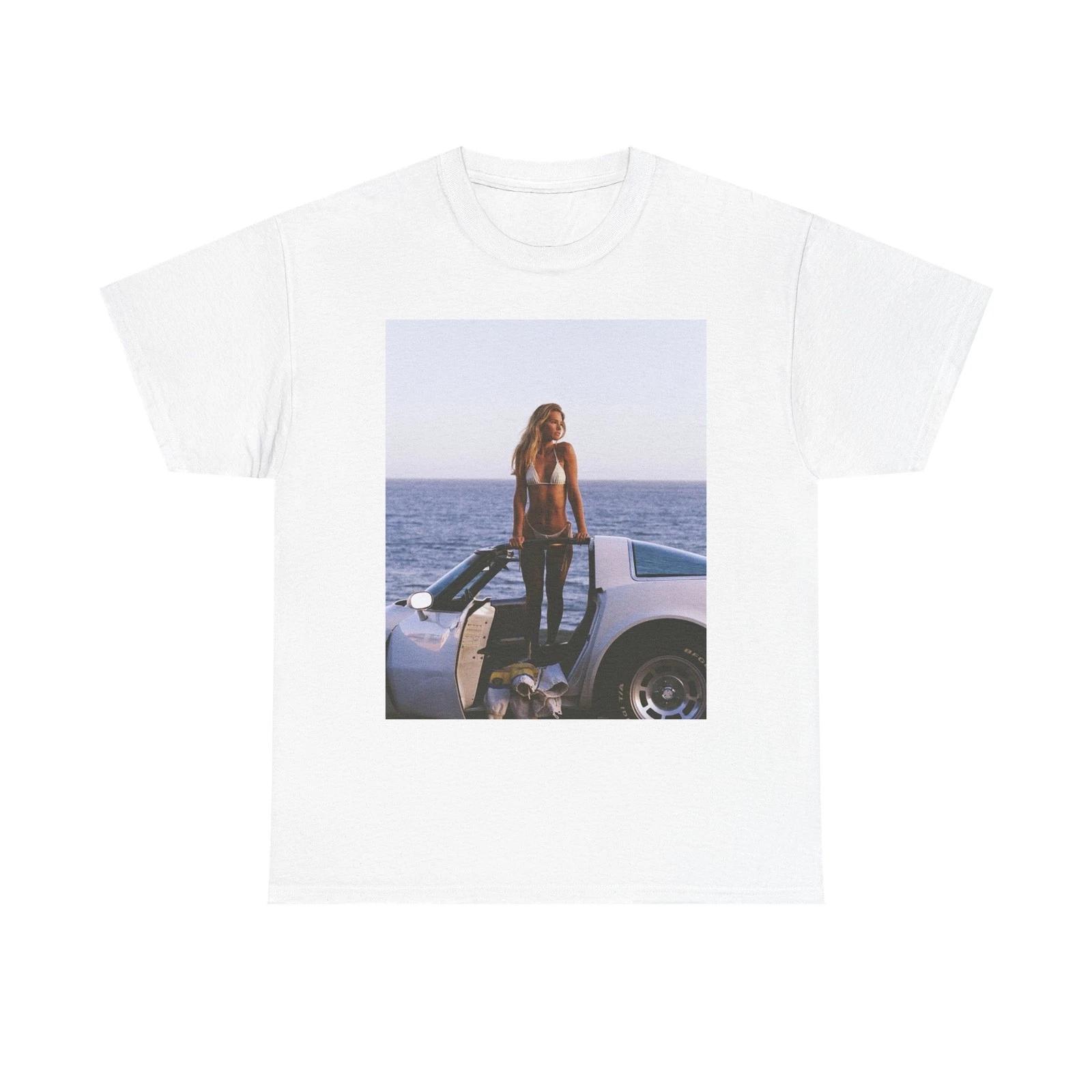 Corvette On The Beach Graphic T Shirt S-5XL Unisex Heavy Cotton Tee S