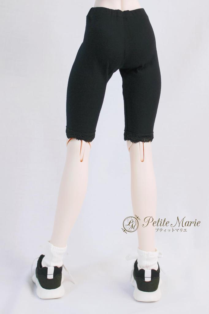 [Petite Marie] 13 DD Compatible 34 Length Lace-Trimmed Leggings, Black, Tights, Fitness Pants, Daily Pants, Casual Pants, 60cm Doll, BJD, Doll