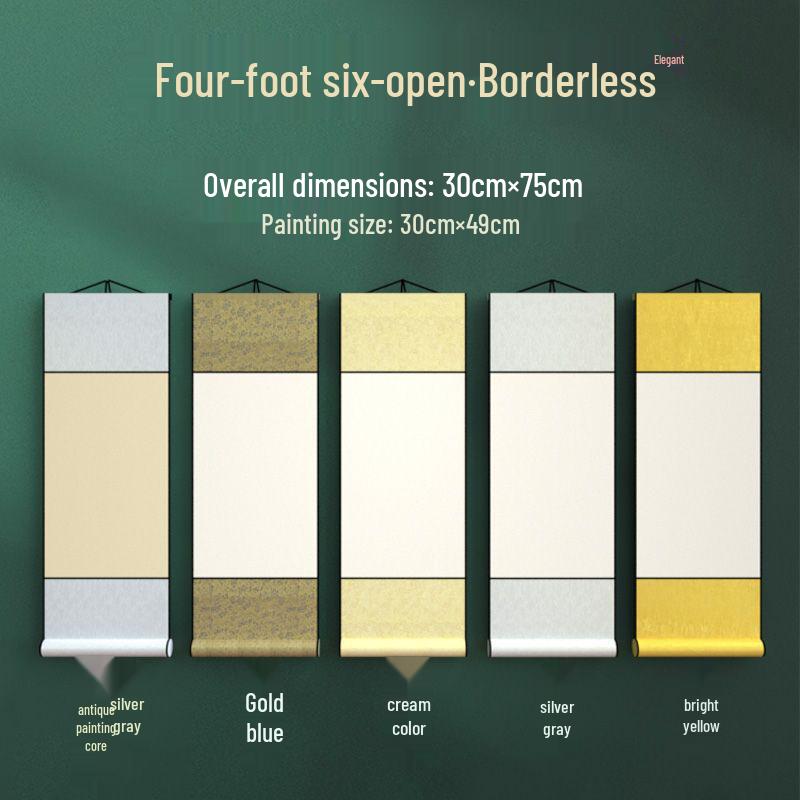 

Hanging Scroll with Half-Raw Xuan Paper for Chinese Painting and Calligraphy - Long Scroll Mounting 4ft 6 No Border [Art Core 30*45cm]