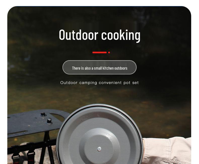 Outdoor Cookware Set DS311: 2-3 Person Portable Picnic Set with 1.1L Teapot and Tableware Accessories