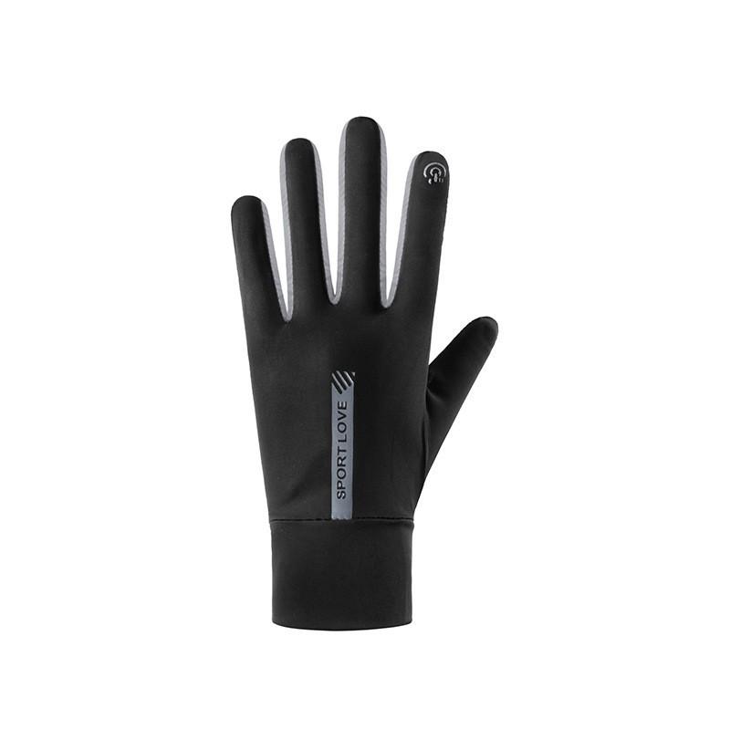 Vertical Logo Ice Silk Sun Gloves, Flip-Top Touchscreen Anti-Slip Breathable Cycling Sports Gloves