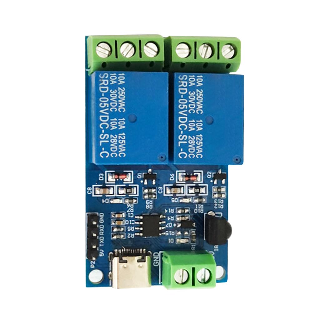 DC 5V Relay Module 2 Channel Type-C USB Wireless Smart Home Remote Control Switch with Infrared Remote Control