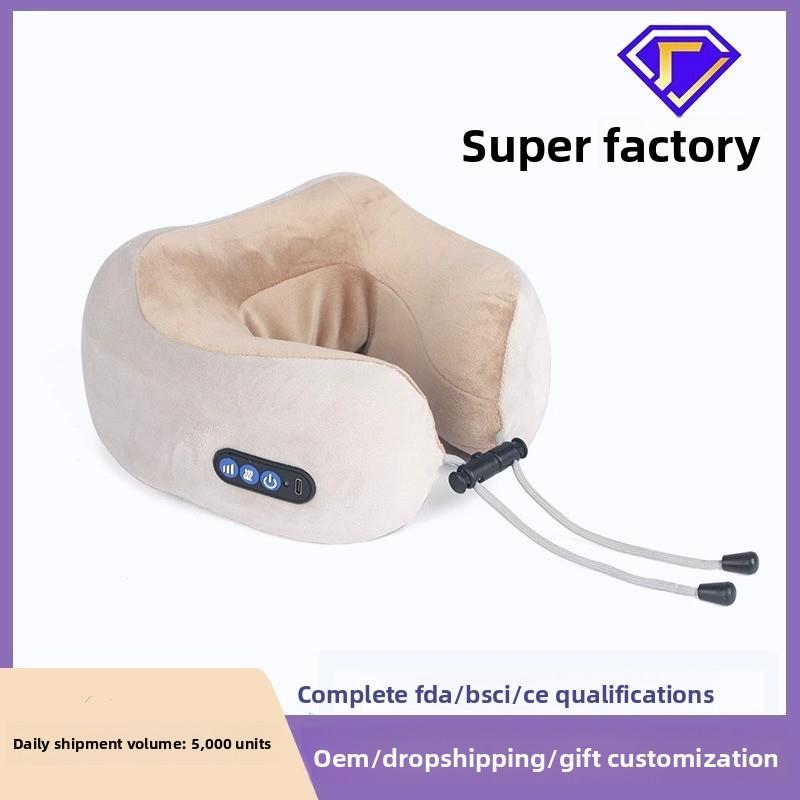 U-shaped Cervical Massage Pillow with Memory Foam for Travel and Car