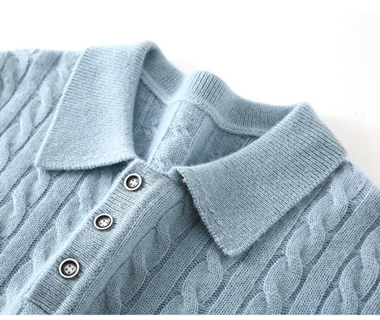 Women's Retro Slim-Fit Cable Knit Polo Top - Spring/Summer 2026 Collection