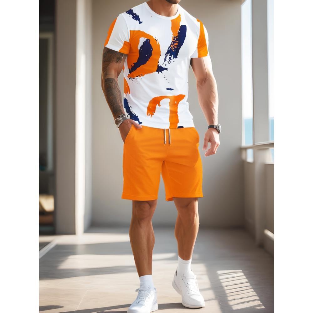 Big-size men s 3D digital printing casual sports suit S