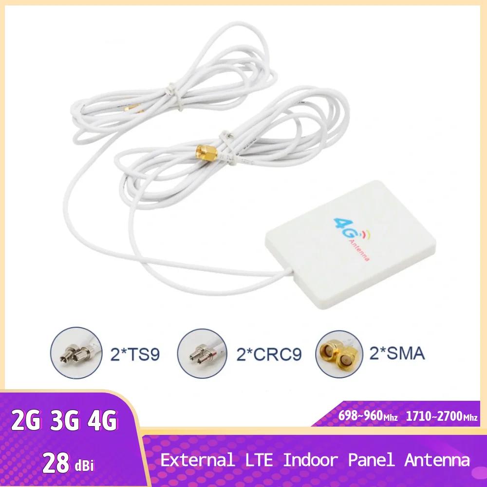4G LTE External Antenna 698-2700MHz Indoor Panel Antenna SMA/TS9/CRC9 Connector for 3G 4G LTE WIFi Router Modem 2M3M Cable