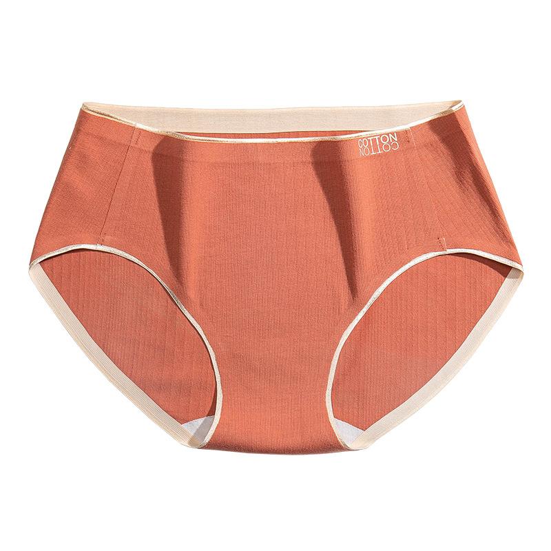 

Бесшовные женские антибактериальные хлопковые трусы средней посадки, цельнокроеные дышащие контрастного цвета, удобные трусы-слипы большого размера M