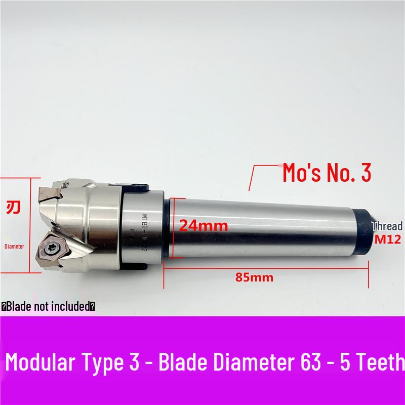 MFWN90 High-Speed Hexagonal Heavy Cutting Milling Cutter with Double-Sided Insert, Morse Taper 4 Turret R8