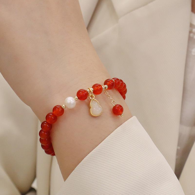 Natural 6mm Agate Bracelet Fashion Women Daily Jewelry Lucky Gift