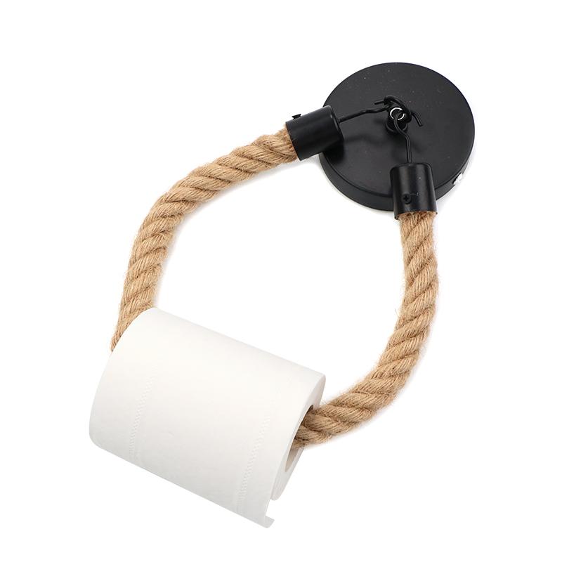 Suportes para rolo de papel higiênico Retro Corda de cânhamo Sem perfuração Suporte de parede Decoração para banheiro Suporte para lenços Acessórios de armazenamento para banheiro