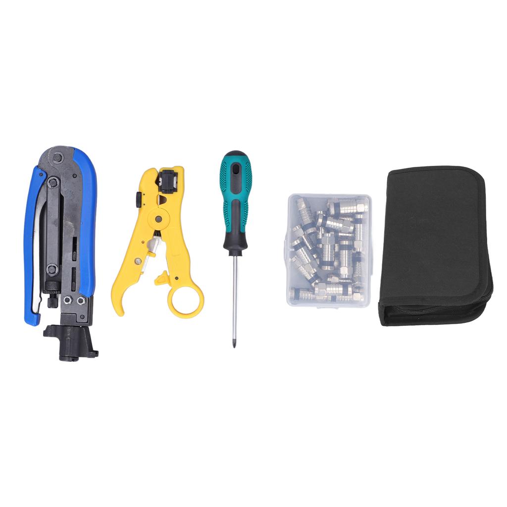 Coax Cable Crimper Kit Multifunctional Coaxial Compression Tool Network Toolkit for Stripping