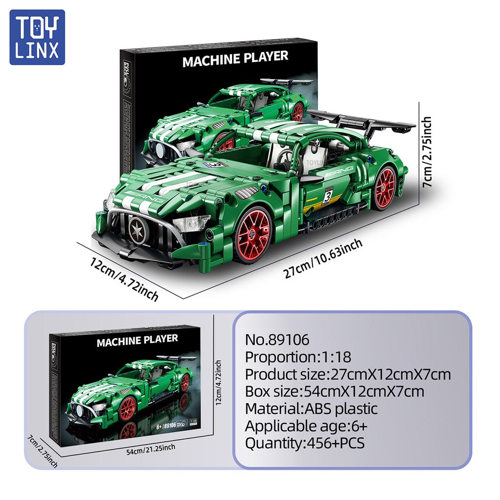 TOYLINX 456PCS Technical Super Racing Car Building Blocks Model Vehicles Pull Back Car Toys for Boys Bricks Toys Christmas Gifts
