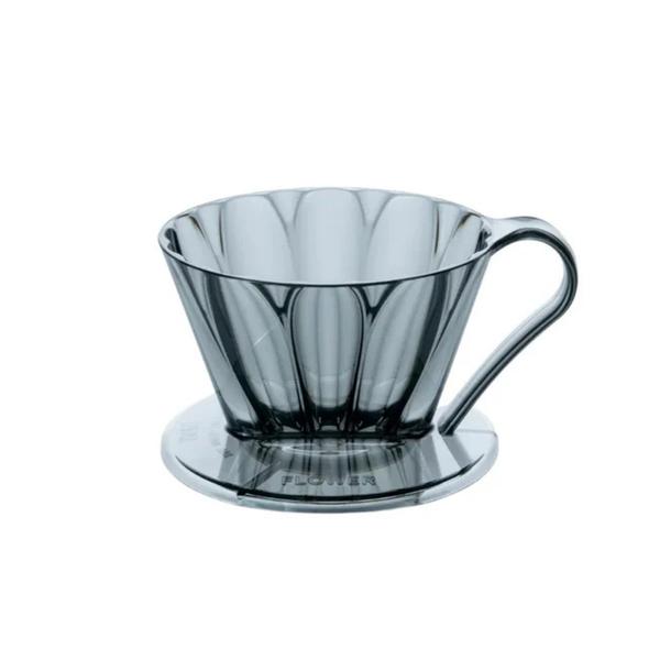 Cafec Flower Oval Dripper 101 Clear Black Cup 1-2