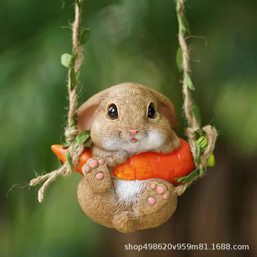 

Creative Cute Bunny Aquascape Resin Crafts Accessories 9*6*8.9 cm
