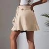 Western Style Solid Lace-up Skirt High Waist Solid Frill Short dress Lace up Ruffle Skirt