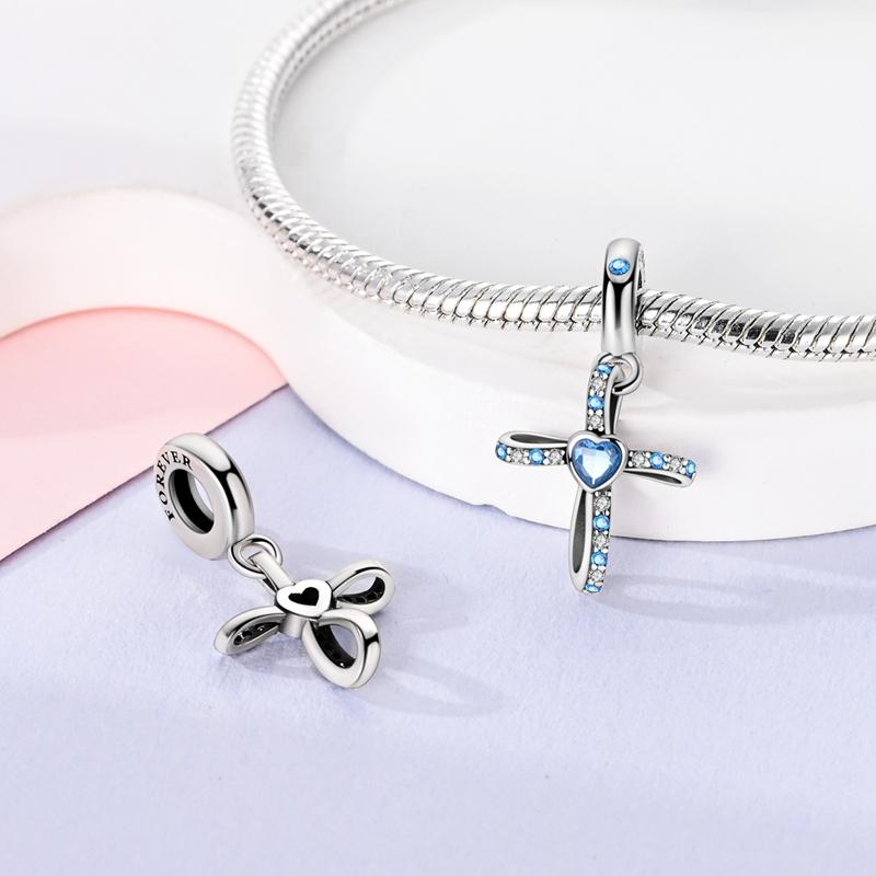 Original Charms Beads Pendants 925 Silver Classic Angel Cross Charm Fit Bracelets DIY Fashion Jewelry Making for Women