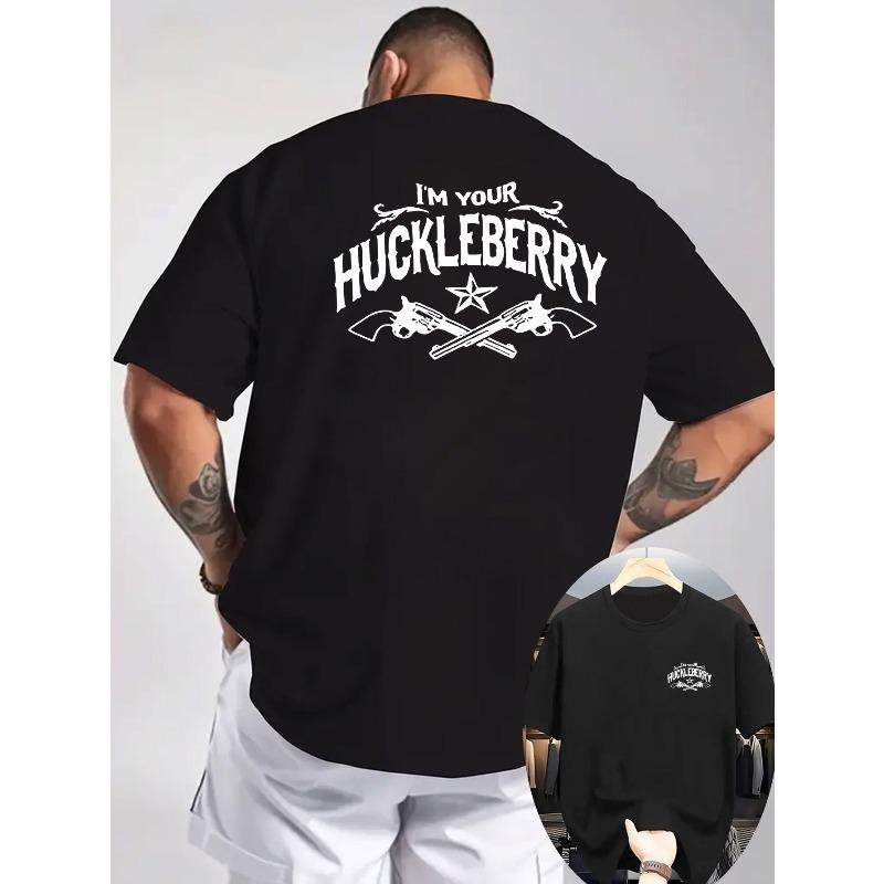 New Summer Men's Casual Short-Sleeve T-Shirt with Ribbed Crew Neck, Refreshing and Comfortable, Western Cowboy Style Print for Outdoor Activities