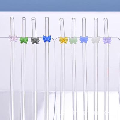 Bow High-Quality Heat-Resistant Borosilicate Glass Straw Set - Reusable, Colorful, Creative, and Popular