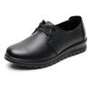 Fashion Spring breathable soft flat sole elderly leather shoes solid color women's casual lace up anti slip comfortable single shoe