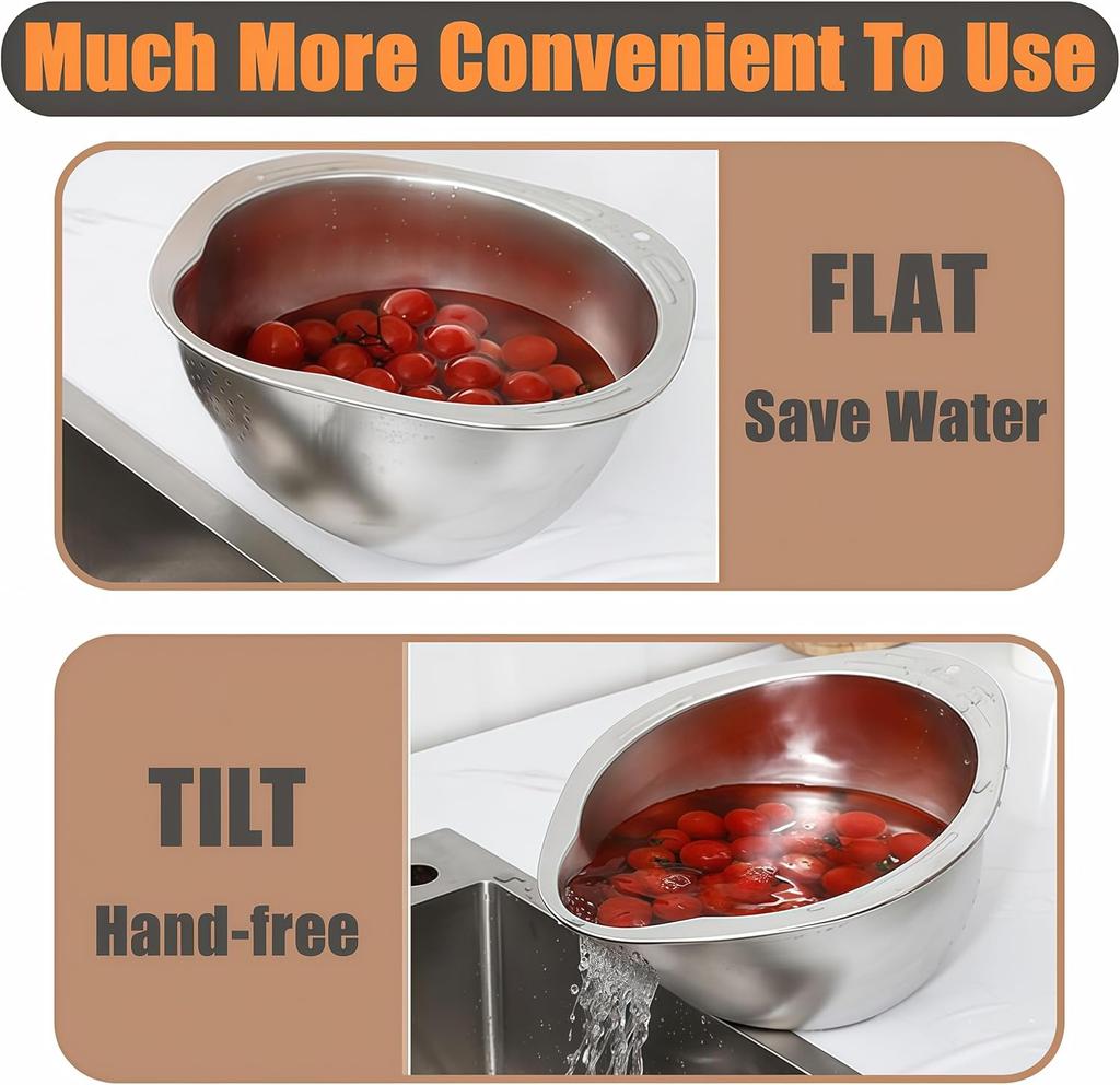 Rice Washer Strainer Bowl Stainless Steel 304 Rice Washing Bowl Rice Sieve Colander Fruit And Vegetable Strainer Kitchen Tools