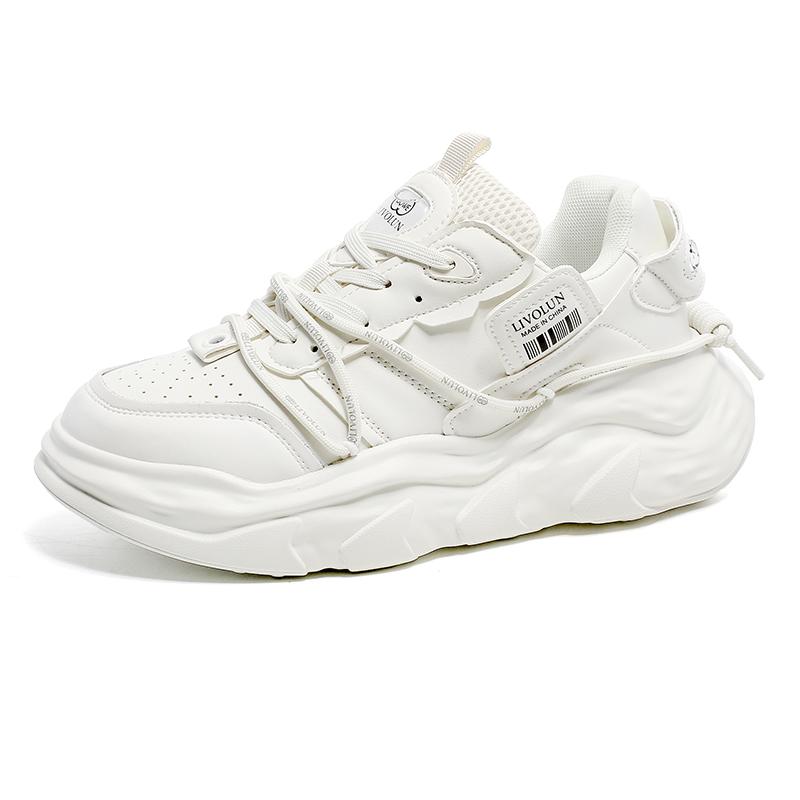 Leather Unisex Dads Sneakers Men INS Trend All-match Platform Sports Shoes Women High-quality Outdoor Commuting Walking Shoes