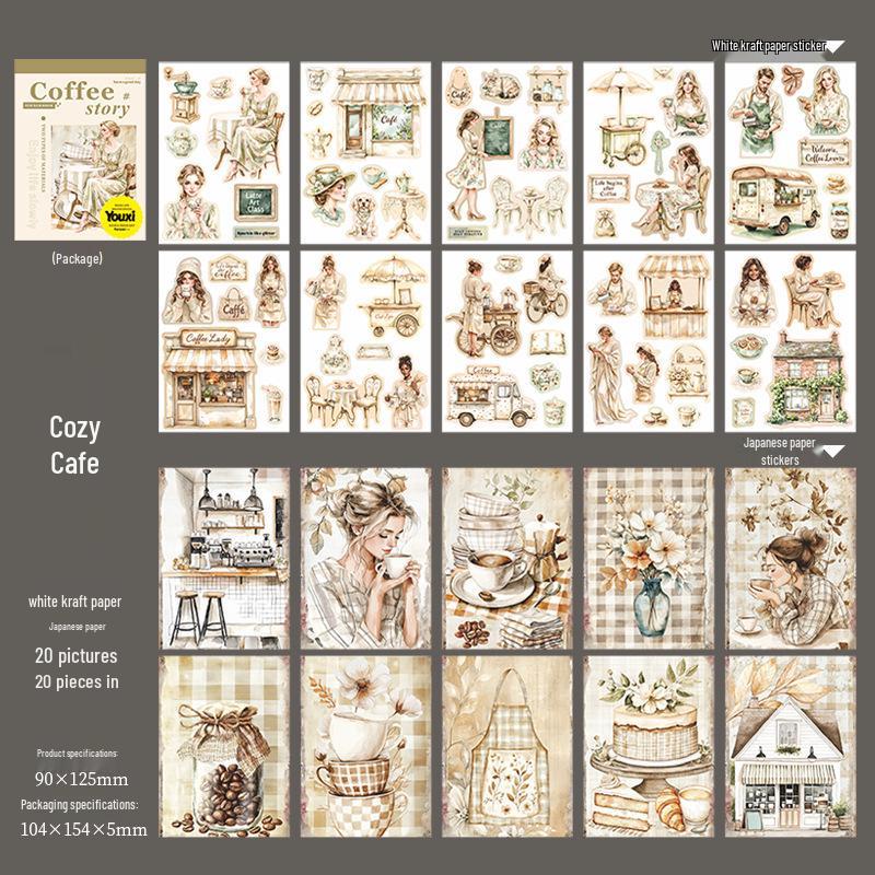 Beautiful Day Cafe Stories Sticker Book: Retro Coffee Theme for DIY Journaling and Scenery Decoration