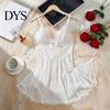 Women Nightgown Plus Size Sexy Babydoll Nightdress for Women, V Neck Lace Soft Sleepwear Sheer Mesh Nightgown, Spaghetti Strap Chemise Slip Dress with