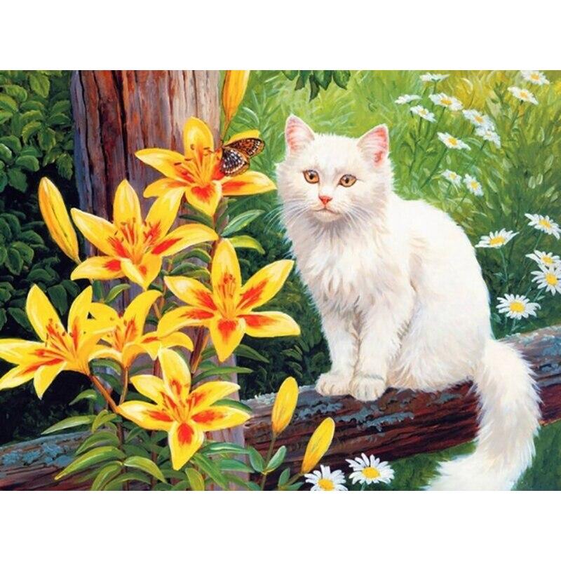 5D DIY Diamond Painting Cute Cat Diamond Embroidery Animals Cross Stitch Full Square Round Drill Crafts Manual Home Decor Gift