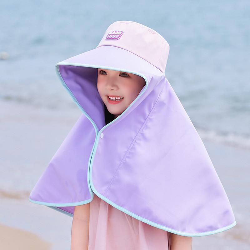 

Kids Breathable Sun Hat With Wide Brim And Shoulder Shield For Beach And Playground Use фіолетовий