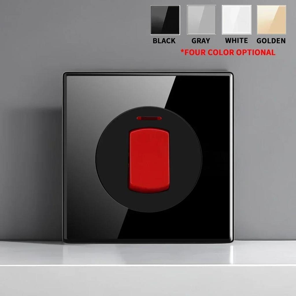 Britische Französische Standard-Schaltersteckdose aus gehärtetem Glas mit Kontrollleuchte, Selbstrückstellung, 1 2 3 4-fach Wandpanel-Steckdosen, 2 USB-Steckdosen