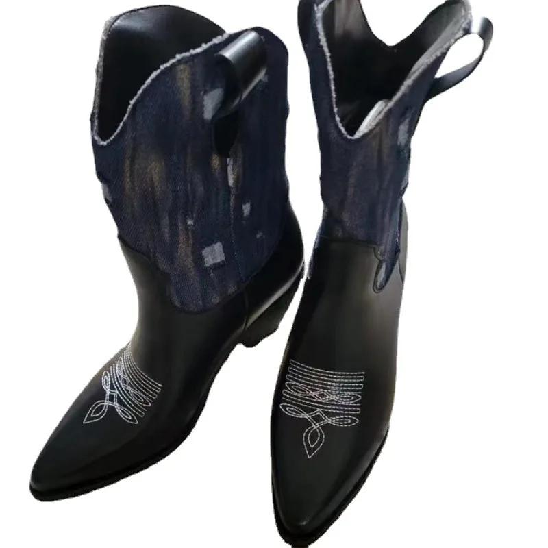 

Женская обувь, распродажа, женские сапоги без застежек, остроносые, разноцветные, голые сапоги, на низком каблуке, повседневные, Zapatillas De Mujer 37