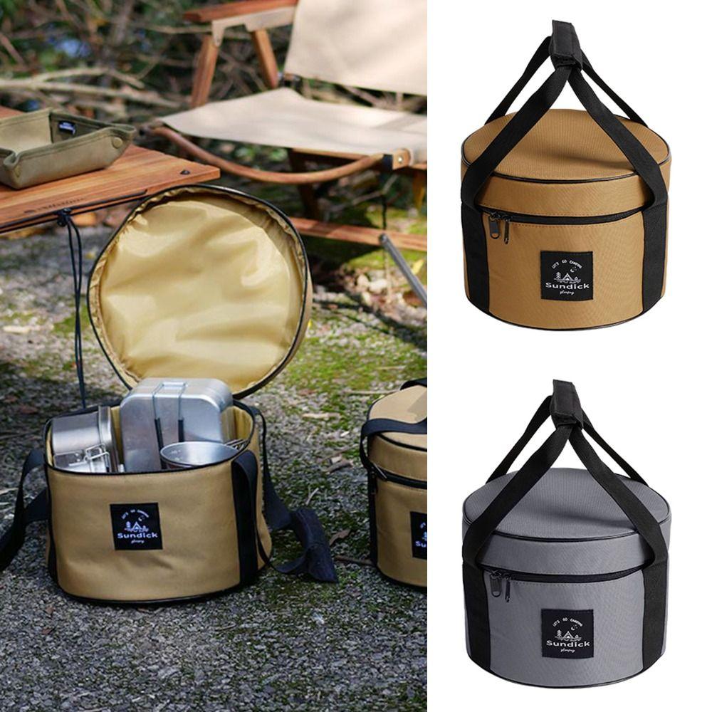High Quality Oxford Cloth Picnic Bag 9/14L Cylindrical Dinnerware Organizer Waterproof Bowl Cups Container BBQ