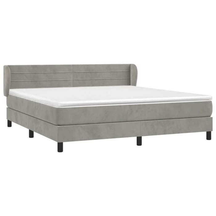 VidaXL Divan Bed and Mattress Light Grey 160x200cm Velvet - Model 3127559